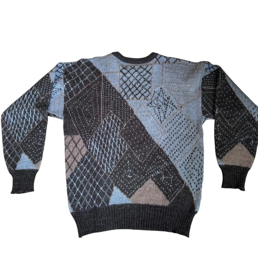 VTG Kennington Sweater Mens LG Pullover Grandpa Wool Blend Geometric Abstract